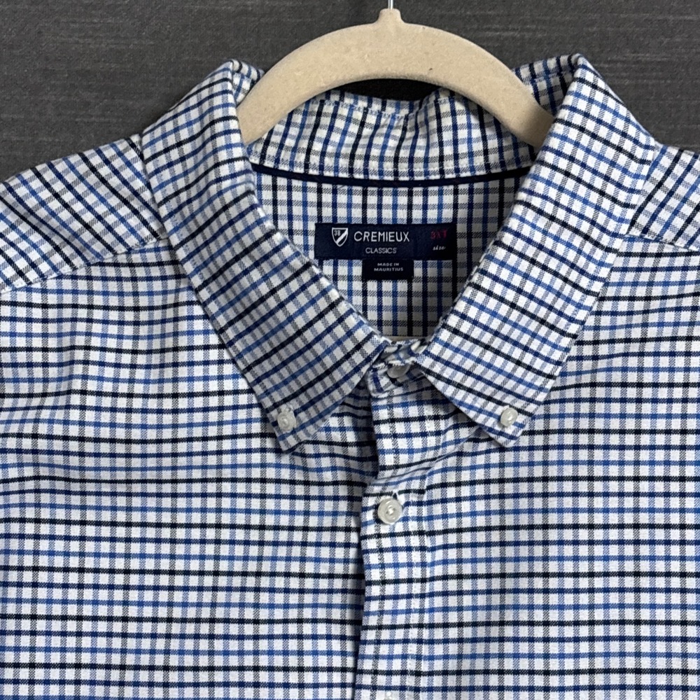 Cremieux Classics Shirt 3XT Tall Blue Plaid Cotton Button Down Long Sleeve